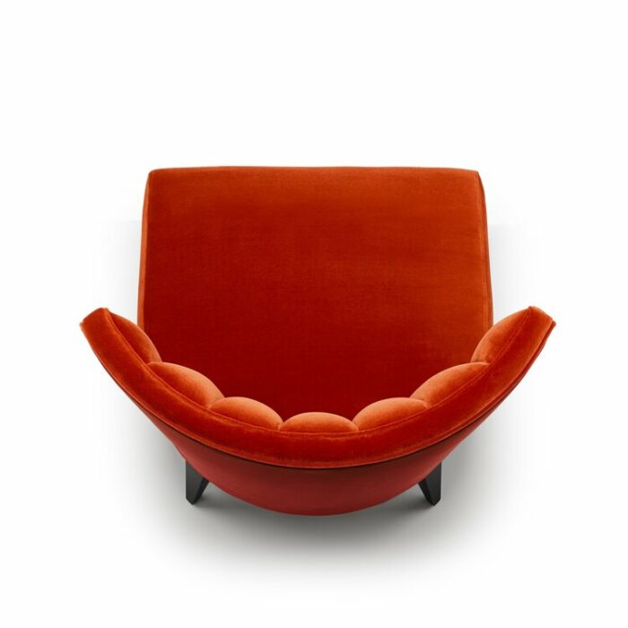 The Isabella Slipper Chair - Terracotta Cotton Velvet - Walnut Lacquer Legs - Top-Down