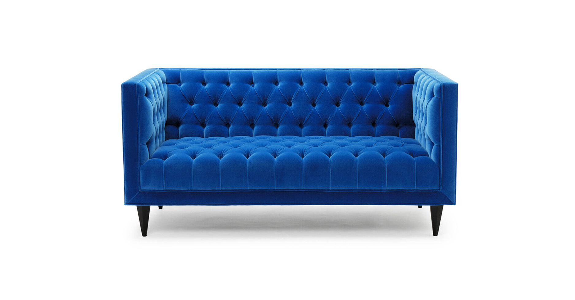 The Tux Sofa - Shown here upholstered in Designers Guild Varese cotton velvet, with legs in black lacquered walnut.