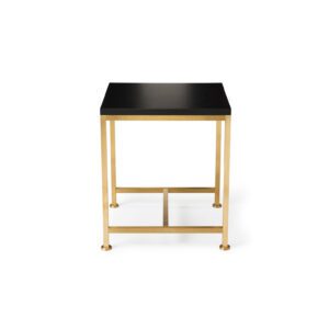 The Orichal Lamp Table -Shown here in black lacquered walnut and brushed brass. The top is made from solid and veneered timber