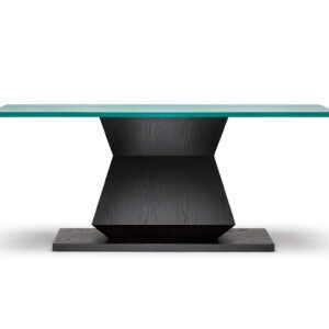 The Edo Condole Table - Shown here in ebonised oak with a turquoise lacquered top*.