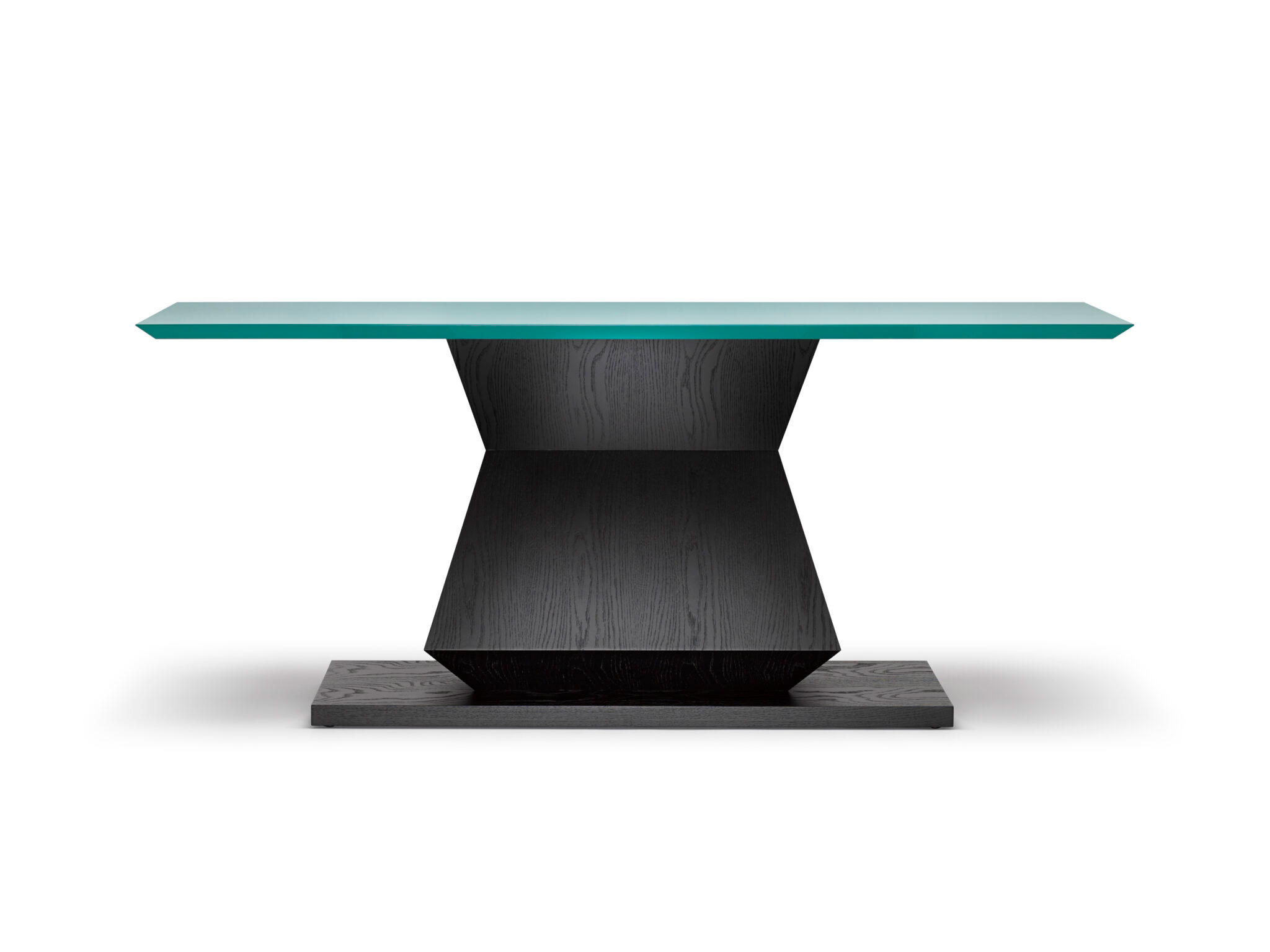 The Edo Condole Table - Shown here in ebonised oak with a turquoise lacquered top*.