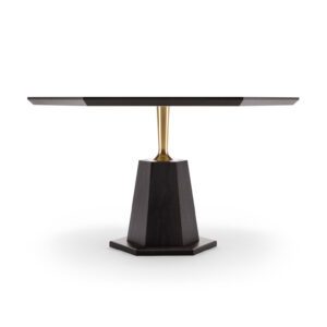The Hex Dining Table -Shown here in ebonised walnut and machine turned solid brass
