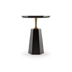 The Hex Side Table - Shown here in ebonised oak and machine turned solid brass.